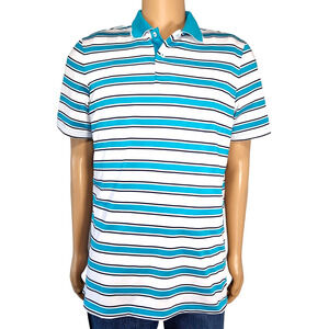 Ralph Lauren Polo RLX Golf Shirt Stretch Striped Aqua/white/Black sz Medium